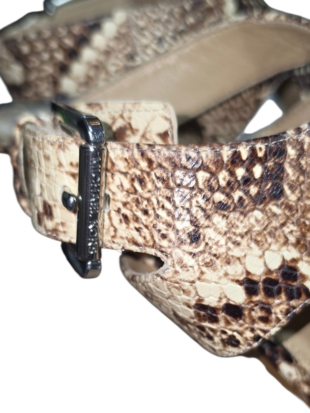 MICHAEL Michael Kors Josephine Snake-Print Wedge Embossed Leather Sandals - Picture 7 of 9
